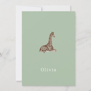 Cute Neutral Birth Announcement Giraffe Card