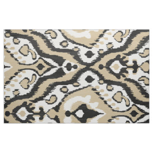 Cute neutral black and beige ikat tribal patterns fabric