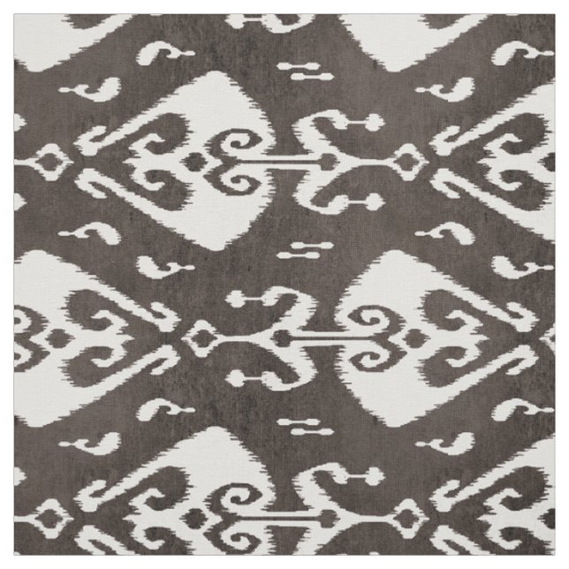 Cute neutral black and white ikat tribal patterns fabric (Swatch)