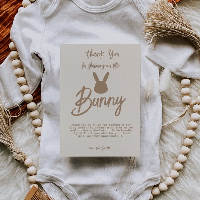 Cute Neutral Bunny Baby Shower Boho Thank You Card (Creator Uploaded)