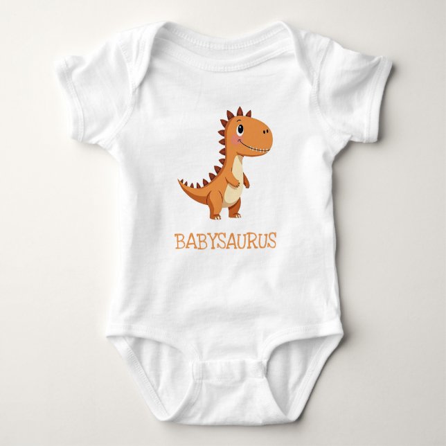 Cute Neutral Dinosaur Babysaurus Baby Bodysuit (Front)
