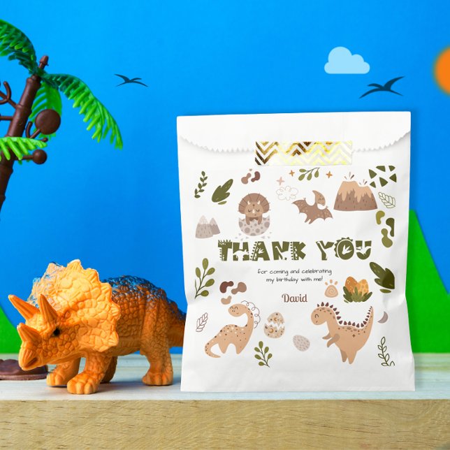 Cute Neutral Dinosaur Birthday Thank You Favour Bags (Creator Uploaded)