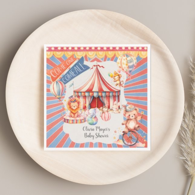 Cute Neutral Vintage Carnival Circus Baby Shower  Napkin (Creator Uploaded)