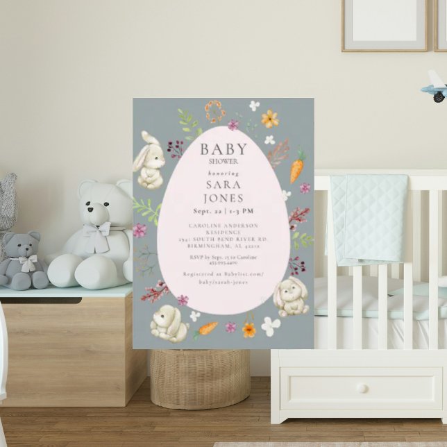 Cute Neutral Watercolor Bunny Baby Shower Invitation (Creator Uploaded)