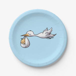 cute new arrival baby shower paper plate