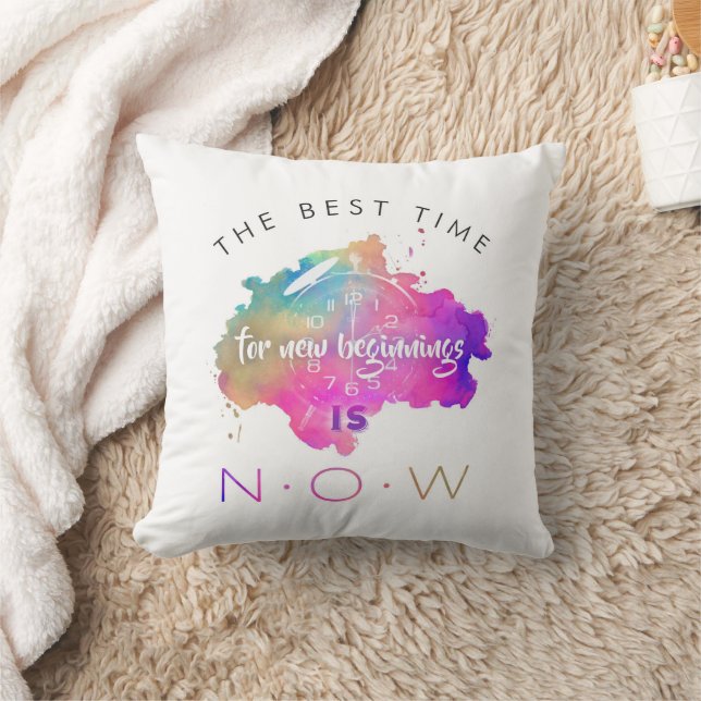 Cute New Beginnings Start Now Motivational Quote Cushion (Blanket)