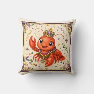 Cute New Orleans Crawfish Throw Pillow