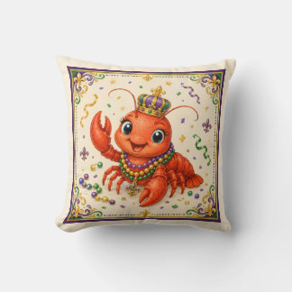 Cute New Orleans Crawfish Throw Pillow
