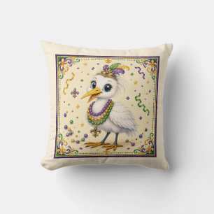Cute New Orleans Egret Throw Pillow