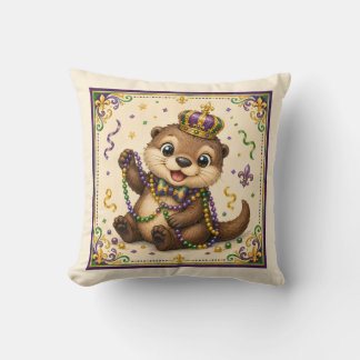 Cute New Orleans Otter Throw Pillow