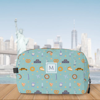 Cute New York City Pattern| Green Custom Monogram Dopp Kit