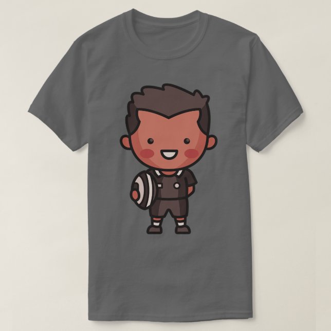 Cute New Zealand Rugby Player toon T-Shirt (Design Front)