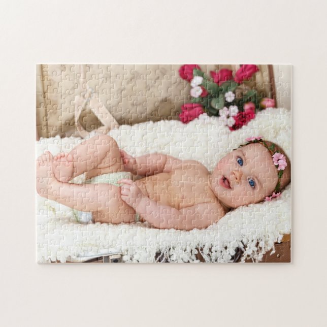 Cute Newborn Baby Infant Your Own Photo Jigsaw Puzzle (Horizontal)
