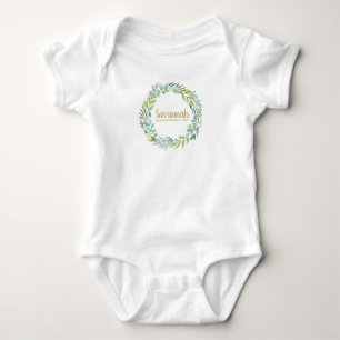 Cute Newborn Infant Baby Eucalyptus Wreath Bodysuit
