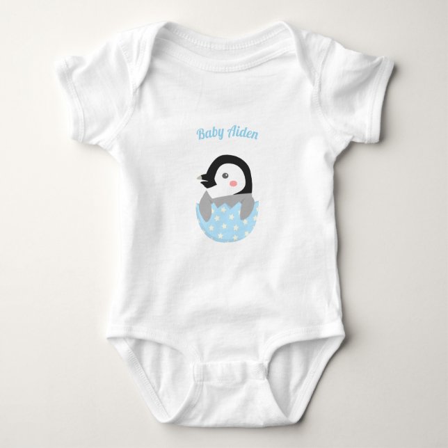 Cute Newborn Penguin in Egg Baby Bodysuit (Front)