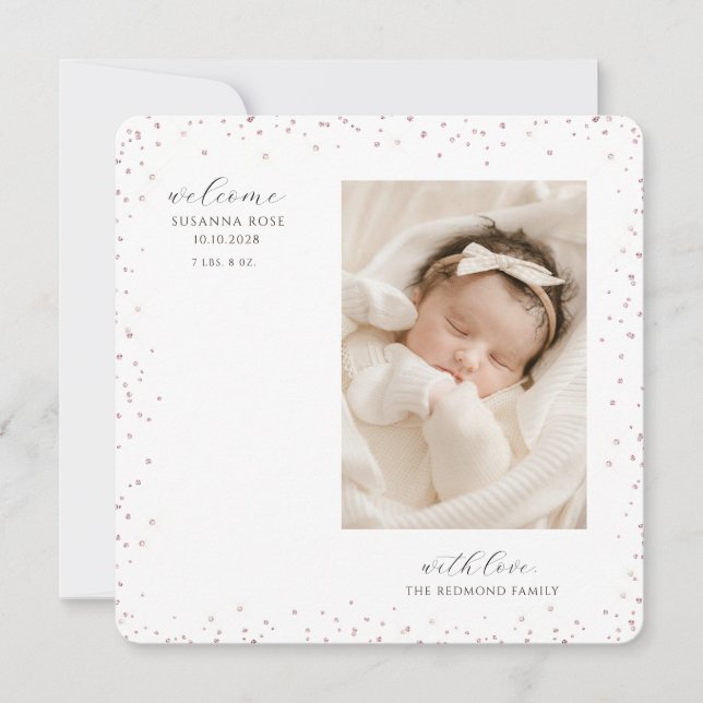 Cute Newborn Sleeping Baby Photo  Announcement (Front)