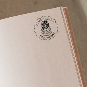 Cute Newfoundland Dog Book Rubber Stamp