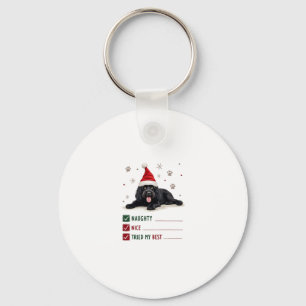 Cute Newfoundland Dog Christmas Naughty Nice Tried Key Ring
