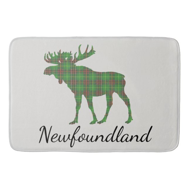 Cute Newfoundland moose tartan Bathroom mat (Front)