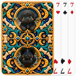 Cute Newfoundland Puppy, Baby Dog Playing Cards