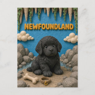 Cute Newfoundland Puppy, Baby Dog Postcard
