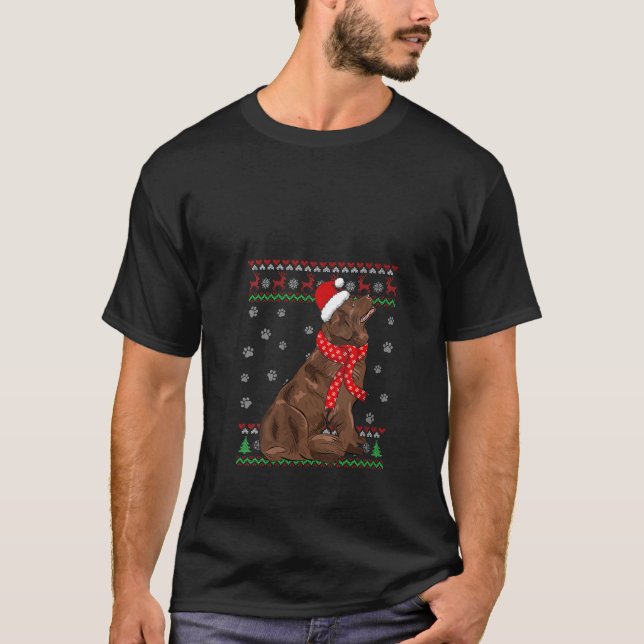Cute Newfoundland Ugly Christmas Sweater Santa Hat (Front)