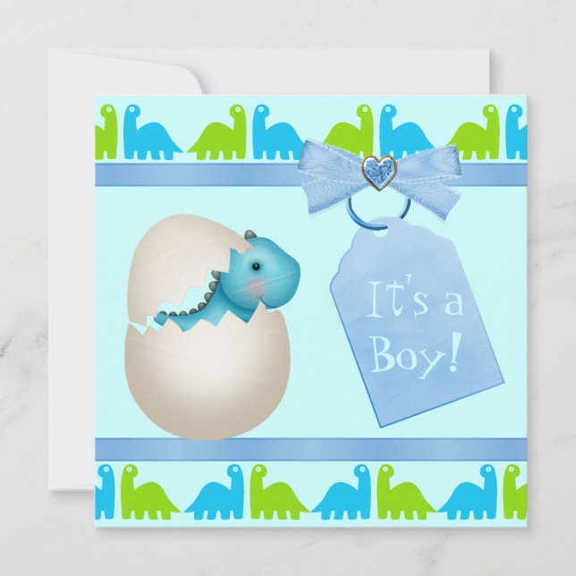 Cute Newly Hatched Baby Dinosaur Baby Shower Invitation (Front)