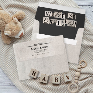Cute Newspaper Baby Shower Invitation Addressed Envelope