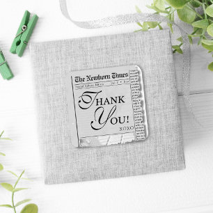 Cute Newspaper Baby Shower Thank You Favour Sticke Square Sticker