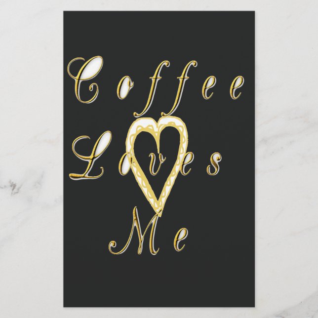 Cute Nice and Lovely Coffee love me. Stationery (Front)