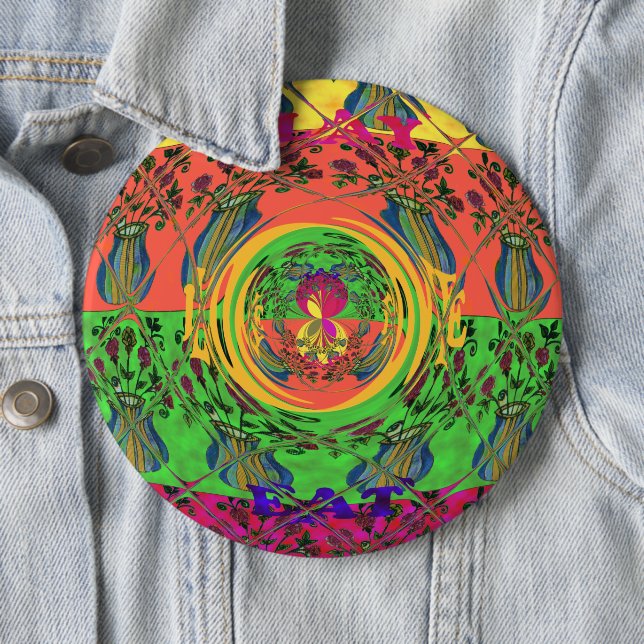 Cute Nice & Lovely Floral Motif Art Print Design 6 Cm Round Badge (In Situ)