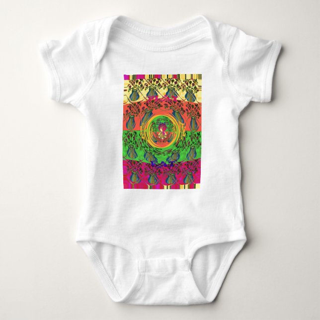 Cute Nice & Lovely Floral Motif Art Print Design Baby Bodysuit (Front)