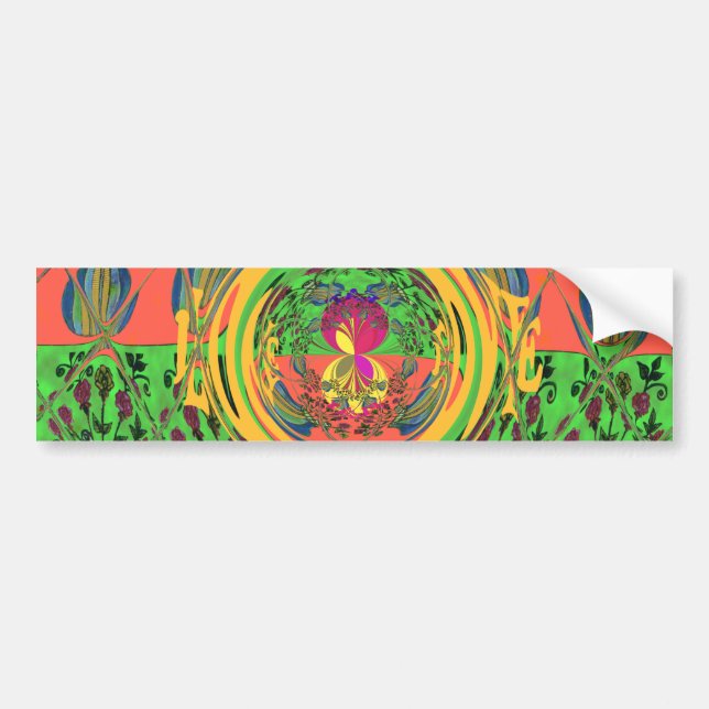 Cute Nice & Lovely Floral Motif Art Print Design Bumper Sticker (Front)