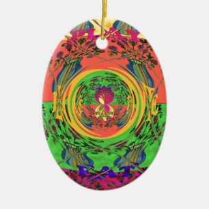 Cute Nice & Lovely Floral Motif Art Print Design Ceramic Tree Decoration