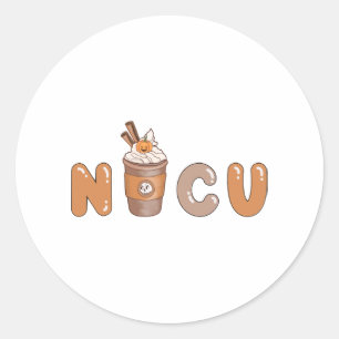Cute NICU Coffee Halloween design Classic Round Sticker