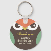Cute Night Owl Birthday Party Gift Keychain