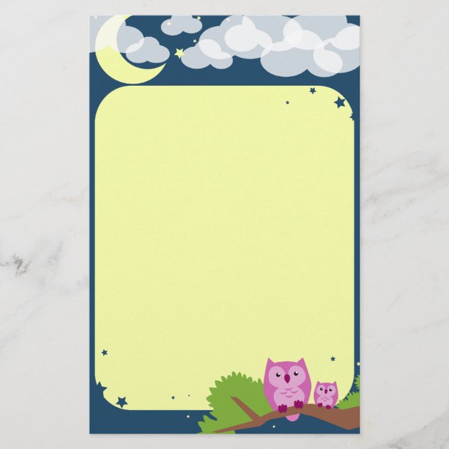 Cute Night Owls Stationery (Front)