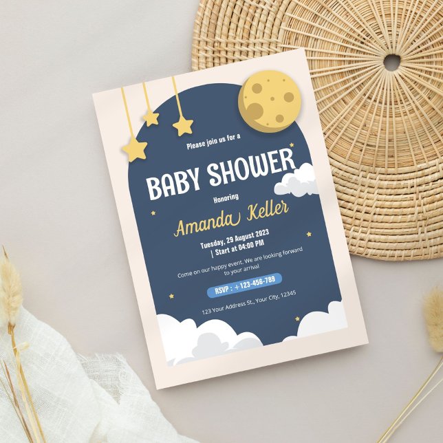 Cute Night Sky Baby Shower Invitation (Creator Uploaded)