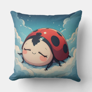 Cute Night Sky Ladybug Soft Kids Room Decor Cushion