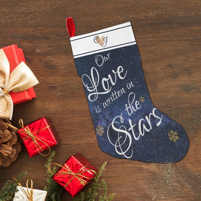 Cute Night Stars Monogram Love Written In Stars Large Christmas Stocking (Creator Uploaded)