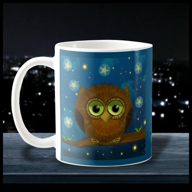 Cute night-time brown owl coffee mug (Creator Uploaded)