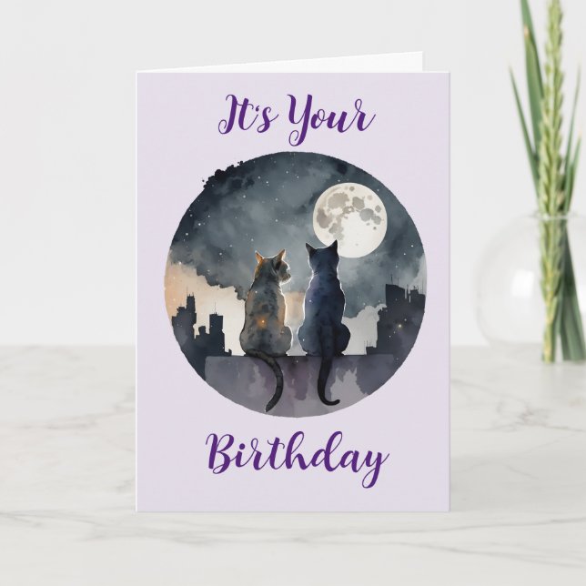 Cute Nine Lives Cat Birthday Card (Front)