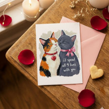 Cute Nine Lives Cat Valentine Love Card for Couple