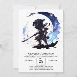 Cute Ninja Adventure Birthday Invitation