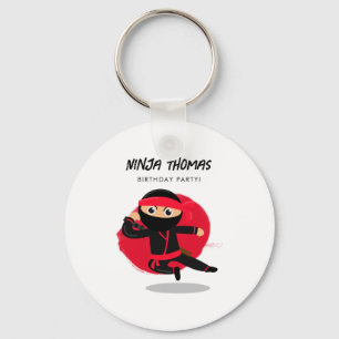 Cute Ninja Black Red Kids Birthday Party T Shirt Key Ring