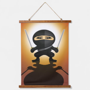 Cute Ninja Boy Anime Warrior Katana Hanging Tapestry