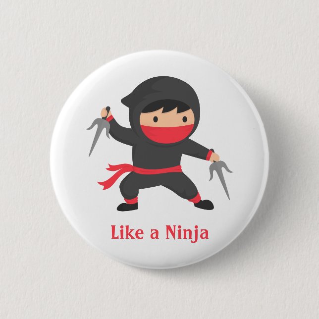 Cute Ninja Boy with Sai Weapons for Kids 6 Cm Round Badge (Front)