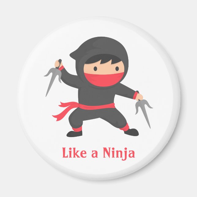 Cute Ninja Boy with Sai Weapons for Kids Magnet (Front)
