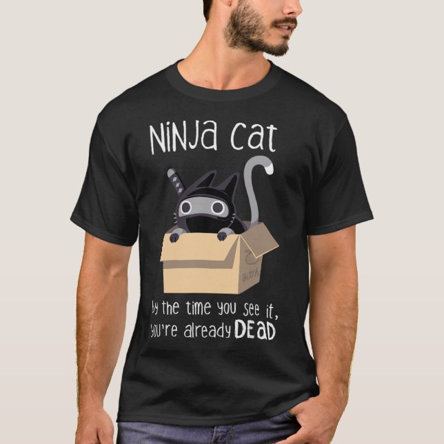 Cute Ninja Cat  T-Shirt (Front)