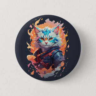 Cute Ninja Cat Warrior Design 6 Cm Round Badge
